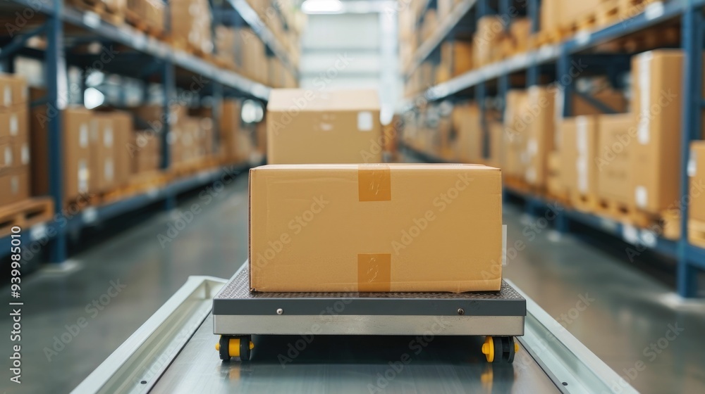 Poster sme worker packing and weighing boxes at home for precise online sales shipping and logistics ensuri