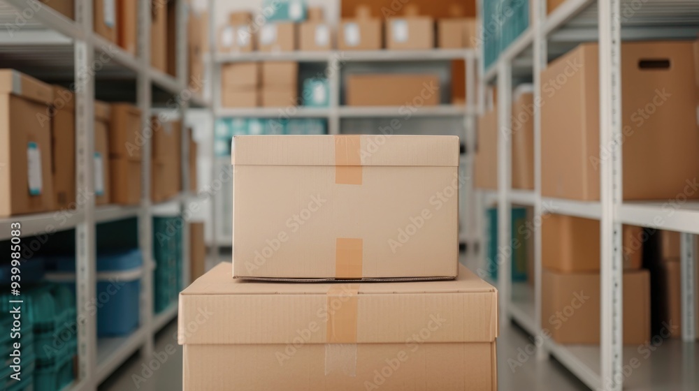 Poster optimized packing station with organized supplies and equipment for efficient e commerce workflow an