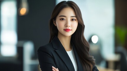 Naklejka premium Korean business woman in office