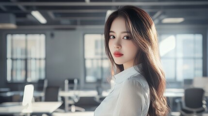 Obraz premium Korean business woman in office