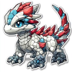 Cartoon Dragon with Red and Blue Scales