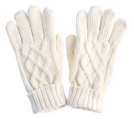 Winter white gloves on an isolated background