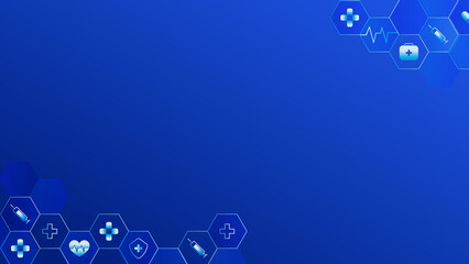 abstract blue medical symbols background design