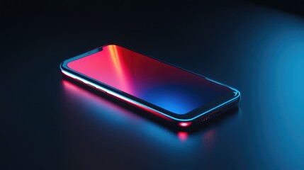 A high-tech smartphone with glowing edges, floating against a dark background