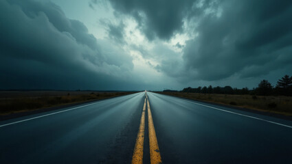 Fototapeta premium Endlose Straße unter bedecktem Himmel
