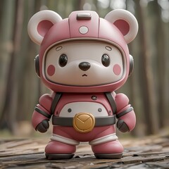 Fototapeta premium Adorable Pink Bear Astronaut Toy