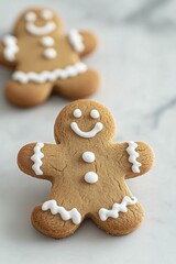 Gingerbread men twirl merrily on the kitchen counter, adding a touch of sweetness and cheer to the festive atmosphere.