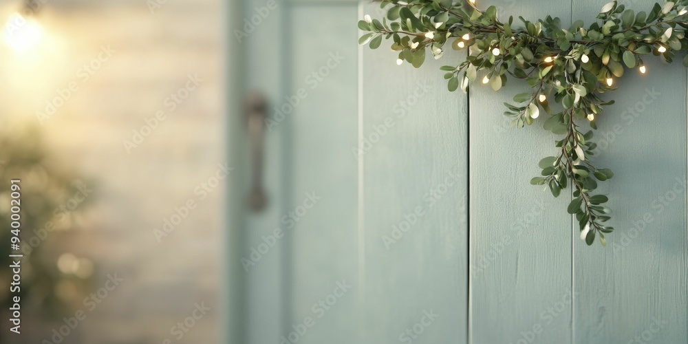 Canvas Prints Mistletoe draped above a softly illuminated entrance, beckoning festive joy and laughter to fill the hearts of all who enter.