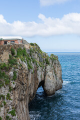 Rocky coastline in Castro Urdiales, Spanish Cantabria coast in summer