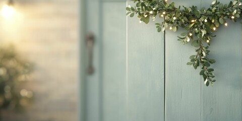 Mistletoe draped above a softly illuminated entrance, beckoning festive joy and laughter to fill the hearts of all who enter.
