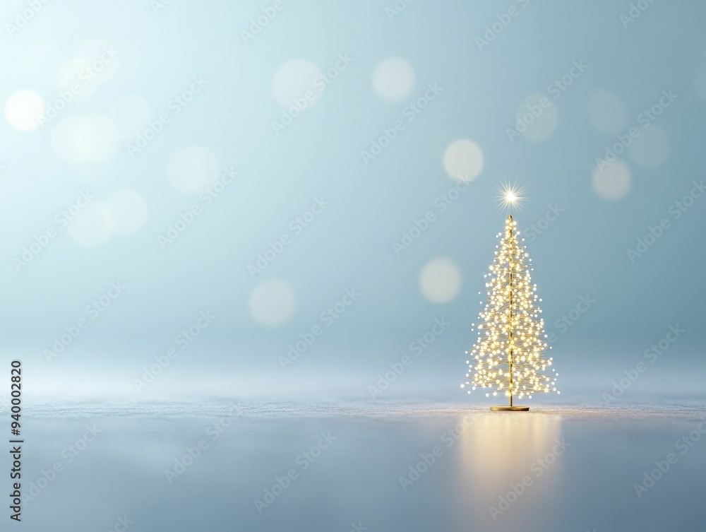 Poster A vibrant Christmas tree decorated with whimsical lights radiates the cozy spirit of the festive season.