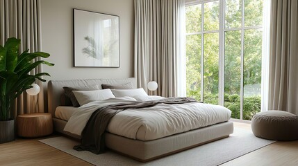 Inviting and airy bedroom with a king-sized bed, providing a serene and spacious feel picture