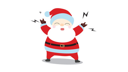 Santa icon isolated in white background with heavy metal hand from santa