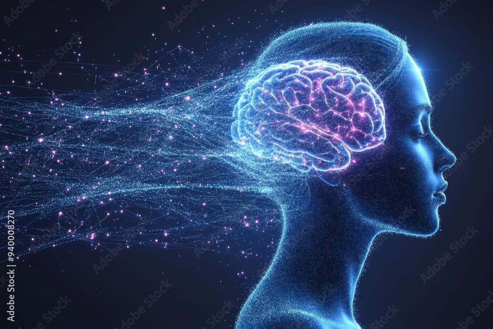 Poster conceptual image of a human head filled with glowing neural connections symbolizing the energy compl