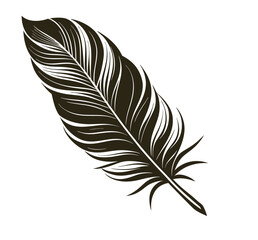 Obraz premium This Elegant Feather Silhouette Vector Clipart Captures the Delicate Beauty of Nature, Making It Perfect for Ornamental Designs, Black and White Art Projects, Wildlife Illustrations