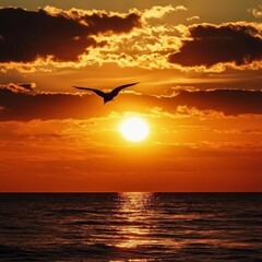 A seascape filled with the shades of a sunset, offering a natural, scenic view.