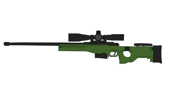 Illustration of AWM sniper rifle isolated on white background 