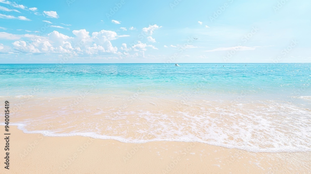 Wall mural tropical beach with white sand and blue ocean