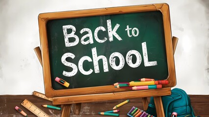 Back to school background, chalkboard art style