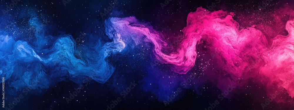 Poster vivid ink textured canvas in blue pink and purple for modern design featuring a 3d cartoon rendering