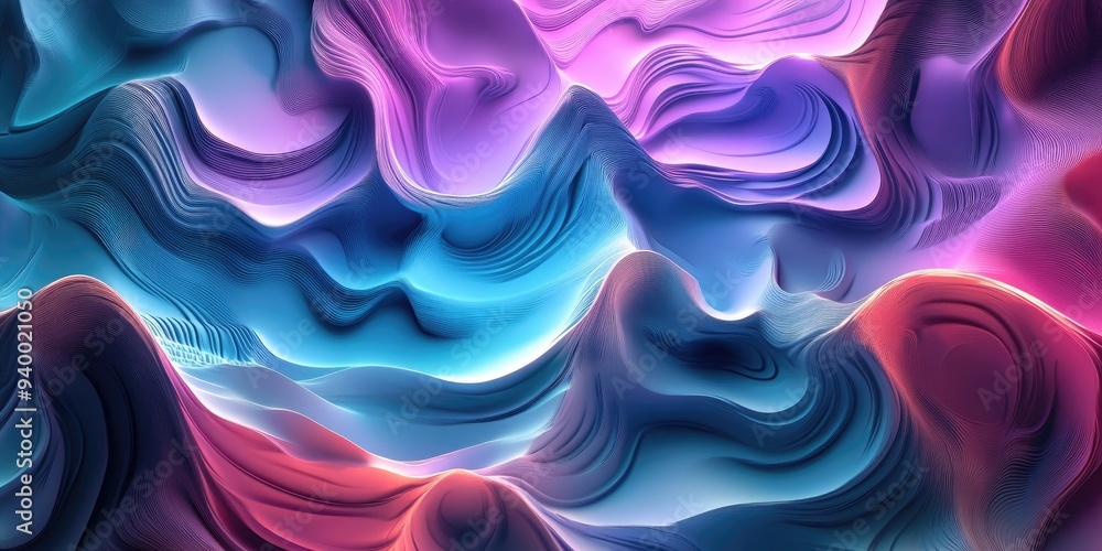 Poster abstract fractal background in a 3d cartoon rendering modern art featuring futuristic wavy fractal d