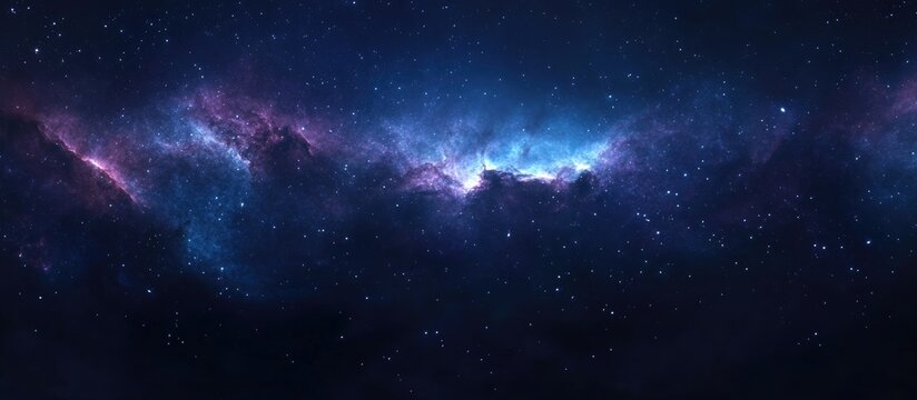 Space background featuring nebula and stars 3D cartoon rendering Equirectangular projection spherical panorama 360 HDRI map and environment 3D illustration