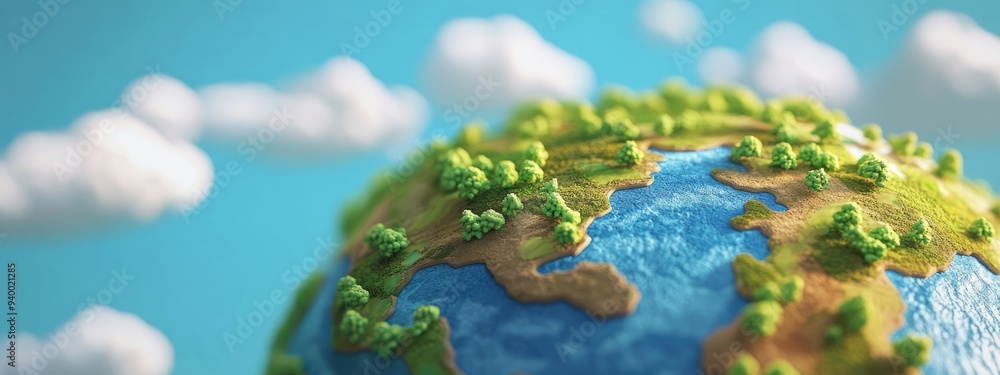 Poster world globe in 3d cartoon rendering