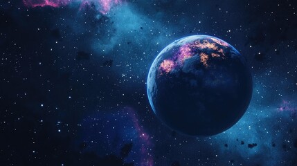 Obraz premium 3D rendering of a planet s stars and galaxy in open space depicted in a cartoon style