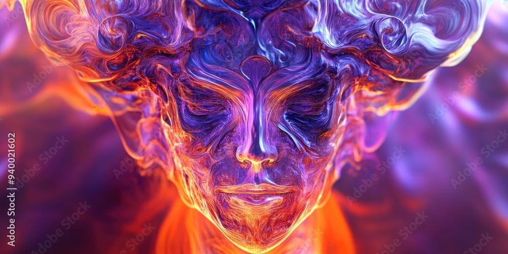Poster Abstract figure with a good background rendered in 3D cartoon style Fractal design