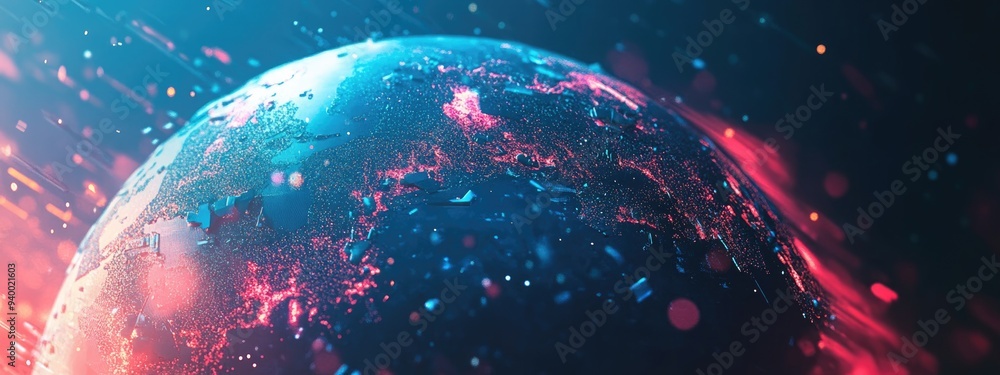 Poster abstract futuristic globe in a 3d cartoon rendering artistic background for creative design