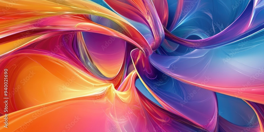 Fototapete Abstract vivid background art in illustration space geometry featuring a 3D cartoon rendering The background showcases a fractal multicolor texture ideal for projects focused on imagination creativ