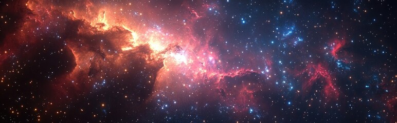 Fototapeta premium Outer space art featuring an impressive starfield and stunning nebulae in 3D cartoon rendering