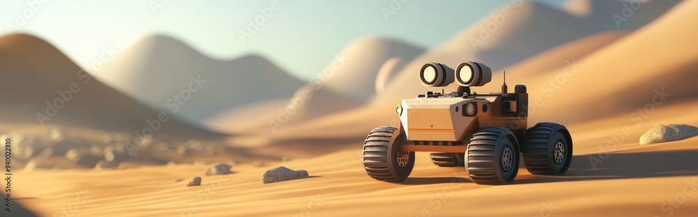 Poster rover symbol of exploration and adventure in 3d cartoon rendering
