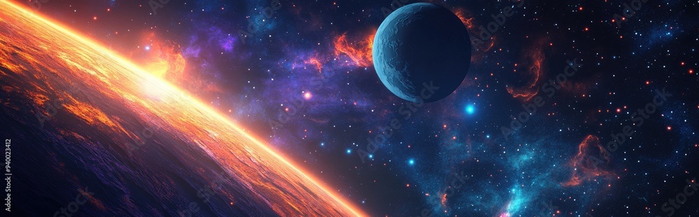 Poster Abstract space background rendered in a 3D cartoon style with a fantasy texture
