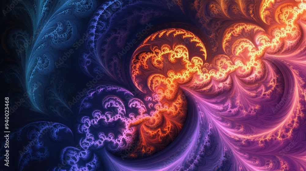 Aufkleber Abstract fractal fantasy design background in 3D cartoon rendering