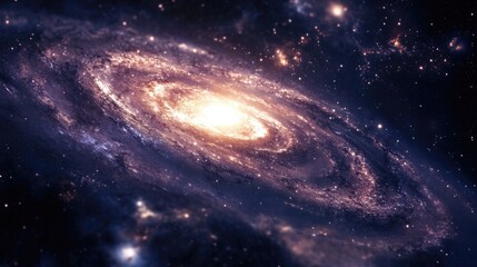 Fototapeta premium Spiral galaxy depicted in a 3D cartoon rendering set in the deep cosmos of outer space