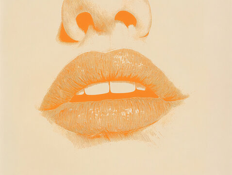 recommend clip art: risograph print texture, lips, mouth, whimsical and charming, line drawing, minimalist