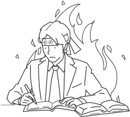 資格勉強に燃えるビジネスマン