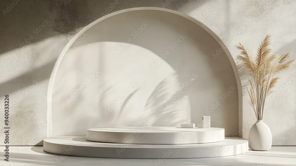 Aufkleber 3d rendered abstract podium platform for product display background