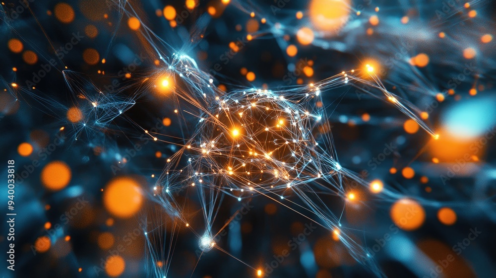 Poster abstract 3d rendering of big data technology data science artificial intelligence generative ai deep