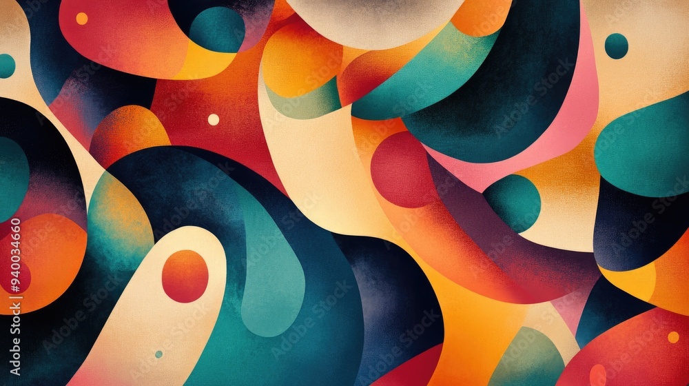 Poster abstract design featuring a vibrant array of colors and shapes