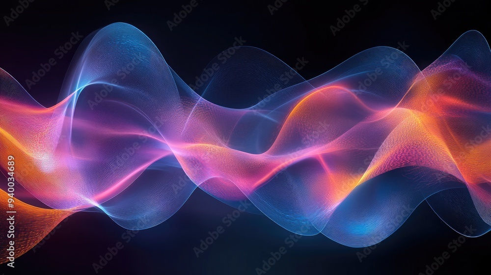 Poster abstract design featuring wave vibrations and a dynamic propagation pattern representing contemporar