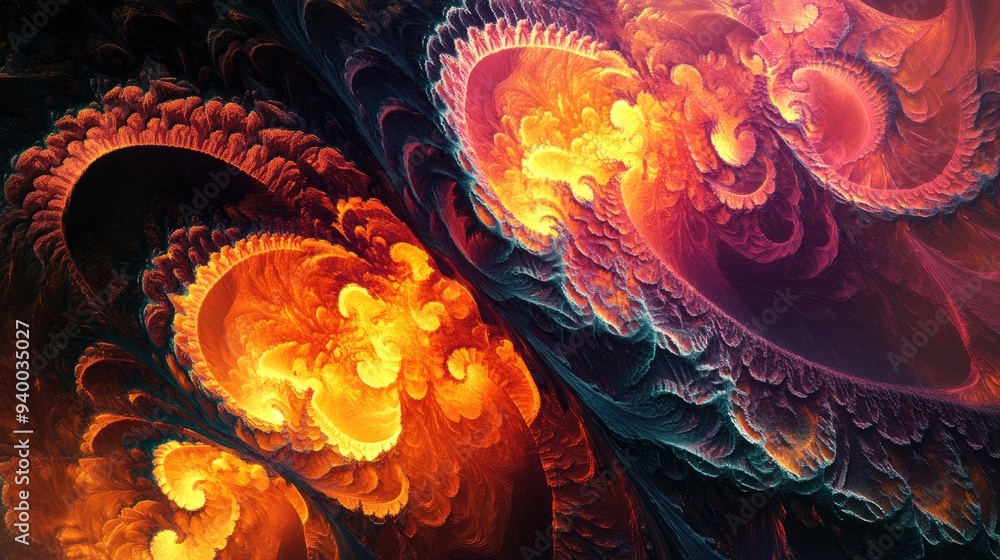 Poster abstract fractal backdrop created through computer generated 3d visualization