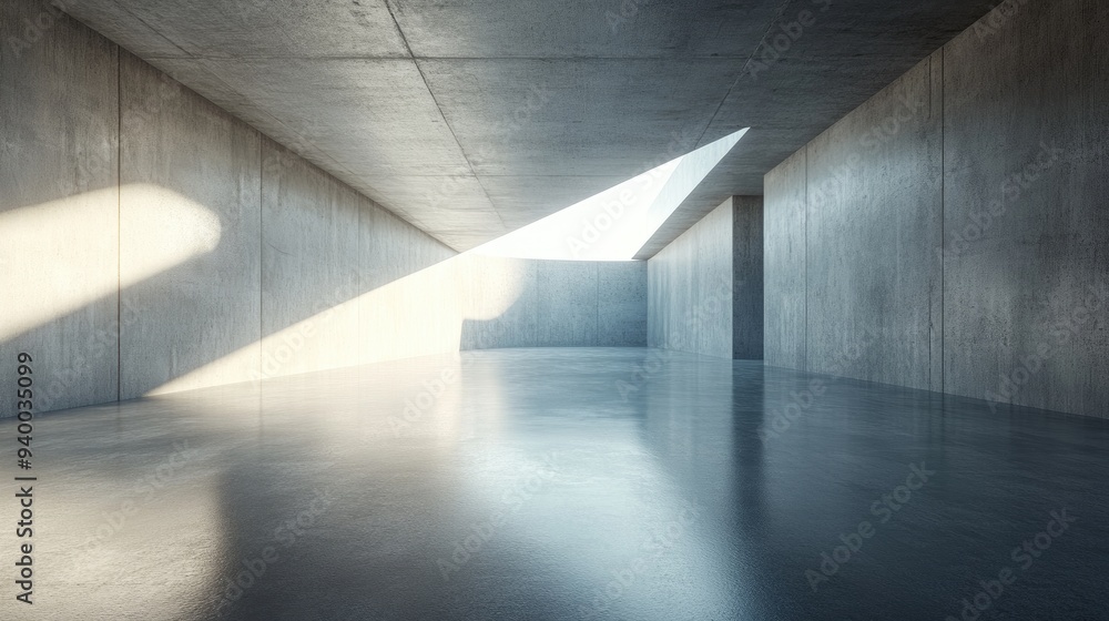 Poster abstract futuristic architecture featuring an empty concrete floor in a 3d render