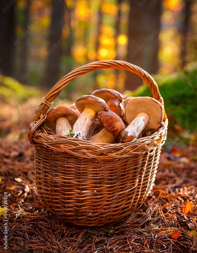 Wall mural mushrooms in the basket