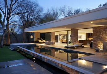 Fototapeta premium Modern Luxury Home with Pool and Deck