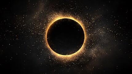 Fototapeta premium Black background with a soft gold halo effect in the center