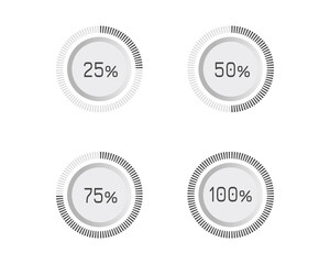 Collection Loading bar status icon. Vector illustration. Set of vector loaded icons. Download progress. Donload or Upload.