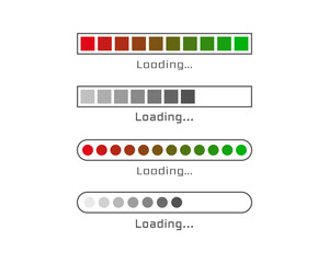 Collection Loading bar status icon. Vector illustration. Set of vector loaded icons. Download progress. Donload or Upload.