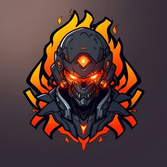 Fiery Skull Cyborg